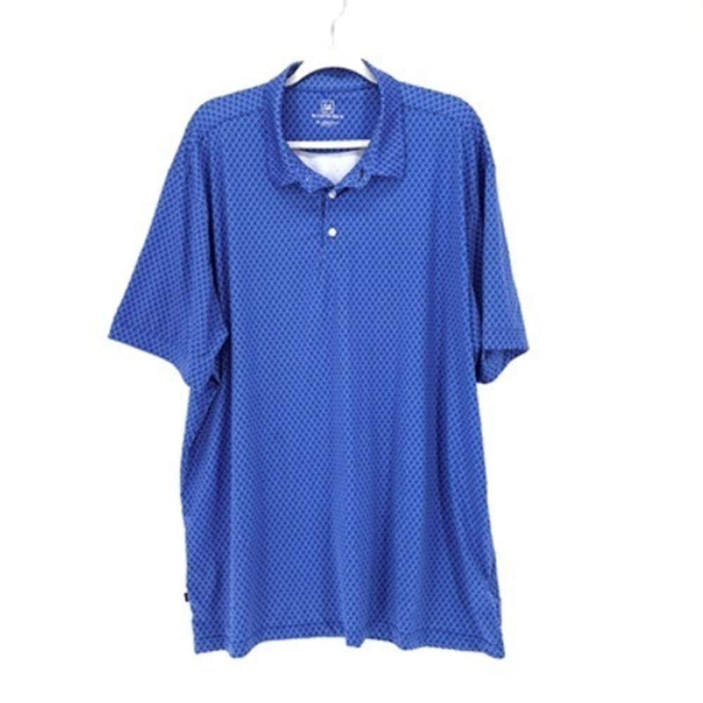 Mizzen + Main Versa Performance Polo Shirt Mens XXL Classic Blue geometric Golf